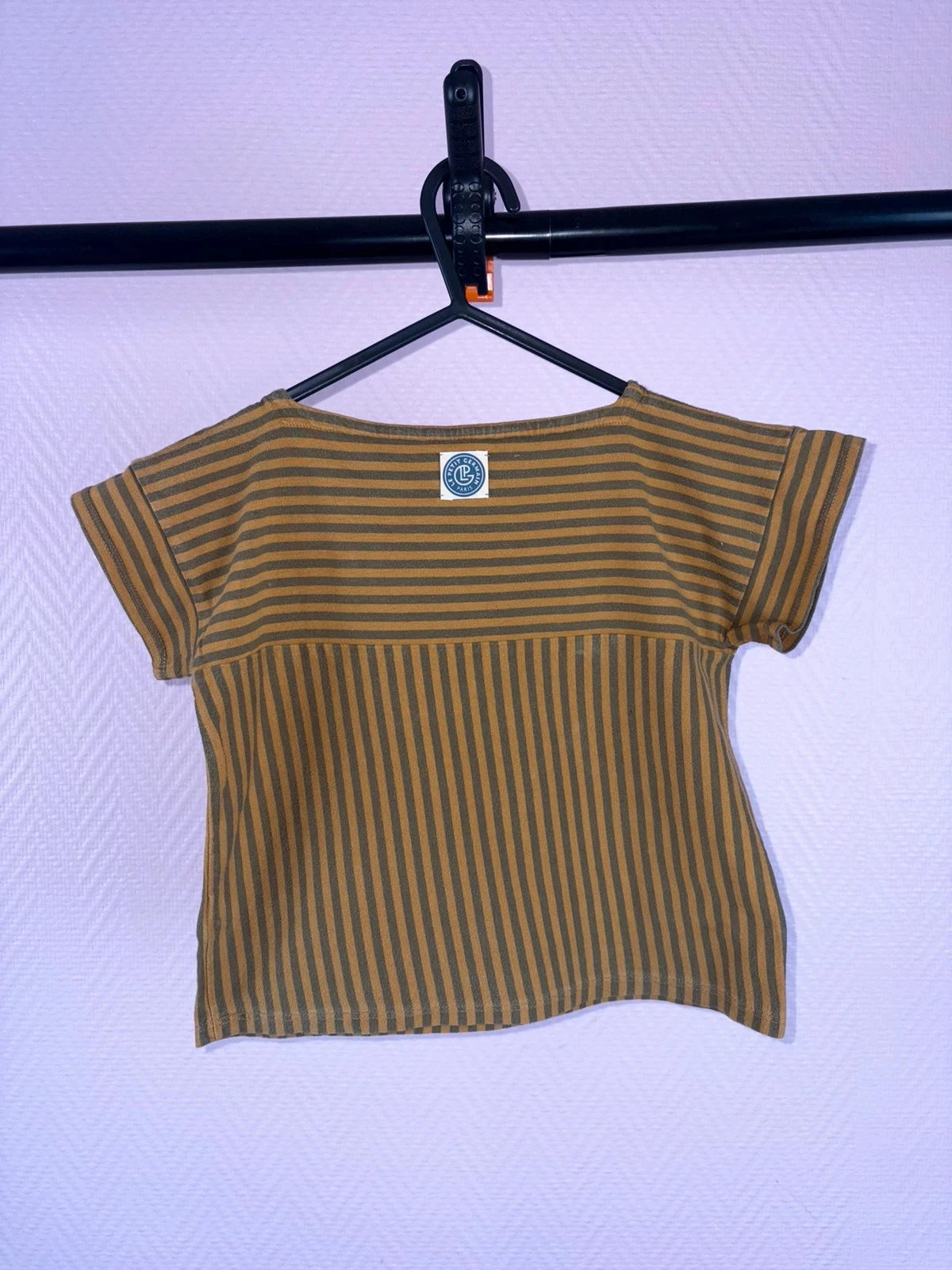 Camiseta Petit Germain Paris 4 años a rayas caqui y camel – 100 % algodón – Muy buen estado. – photo 3